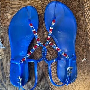 Blue Beaded Women's Sandals